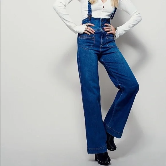 Free People Penrose High Waisted Denim Overalls - Picture 4 of 12